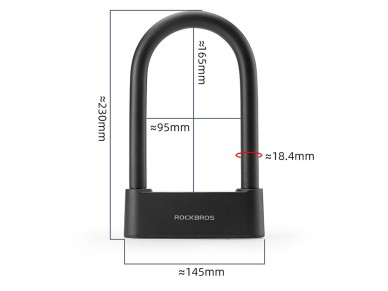 Rockbros 32210818001 SMART Bicycle Lock with Fingerprint Reader and Bluetooth Connectivity - Black Rockbros 32210818001 SMART Bicycle Lock with Fingerprint Reader and Bluetooth Connectivity - Black