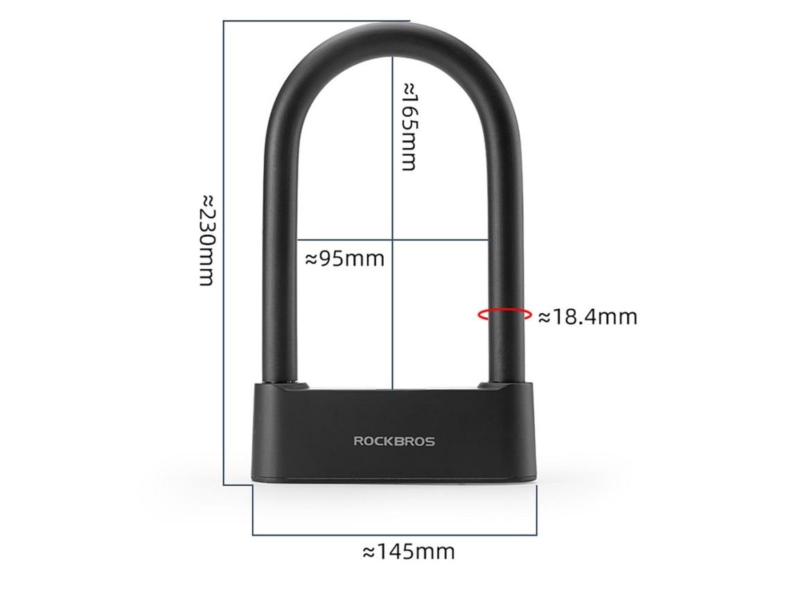 Rockbros 32210818001 SMART Bicycle Lock with Fingerprint Reader and Bluetooth Connectivity - Black
