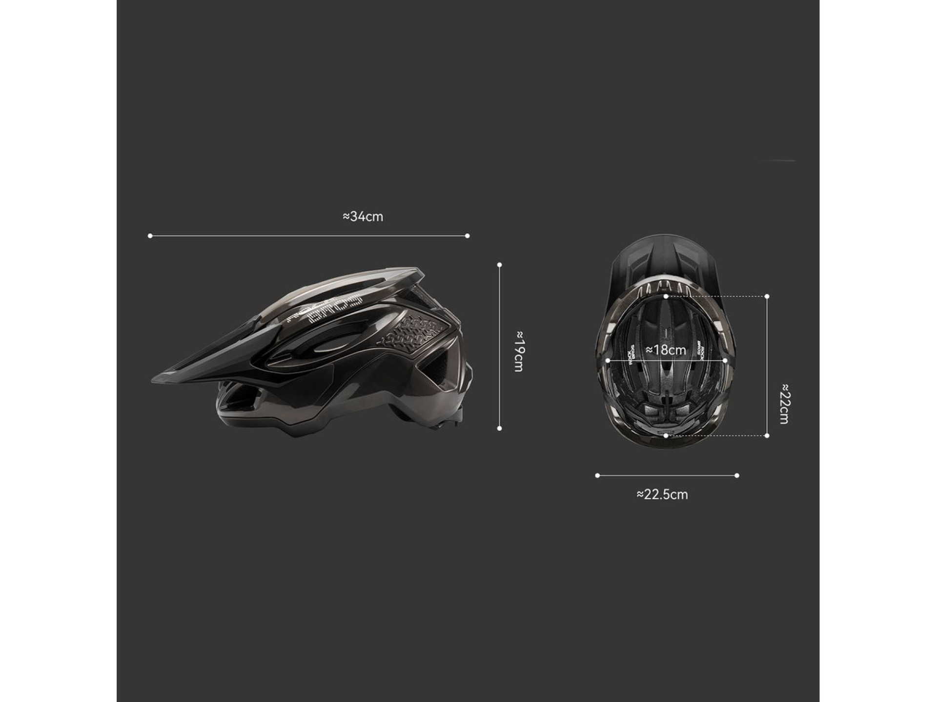 Rockbros LK-99 Mountain Bike Helmet with Adjustable Visor and Magnetic Closure 58-62 cm - Titanium
