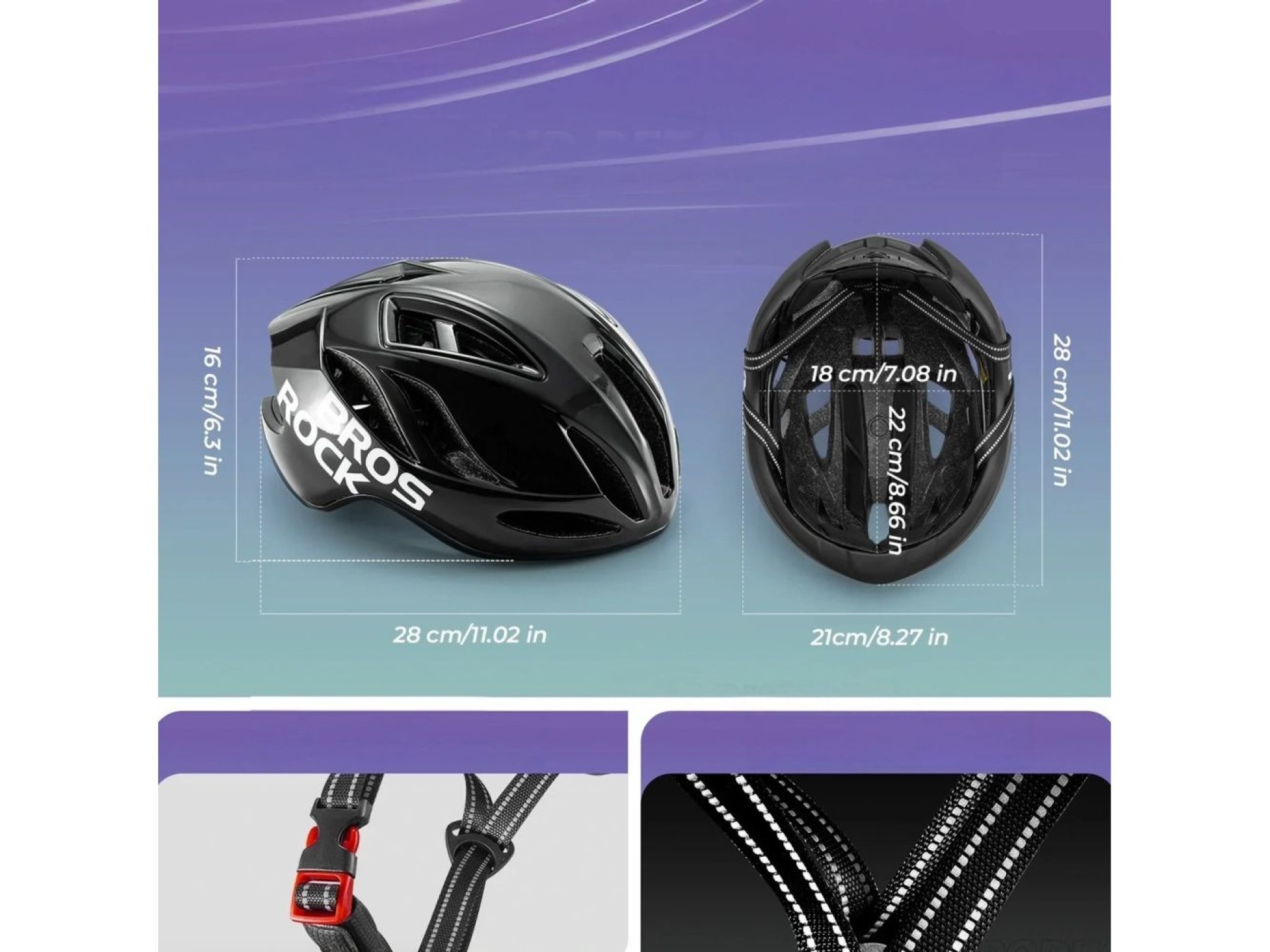 Rockbros TS-42 Lightweight Bike Helmet 58-62 cm - Black