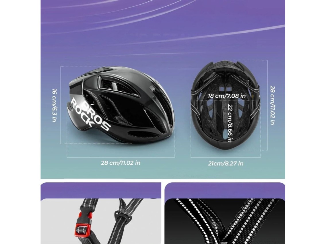 Casco de ciclismo ligero Rockbros TS-42, talla 58-62 cm - Negro