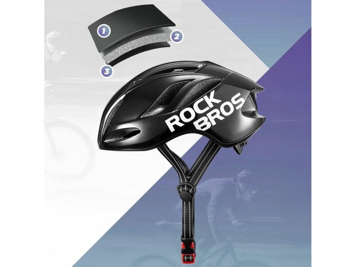 Casco de ciclismo ligero Rockbros TS-42, talla 58-62 cm - Negro