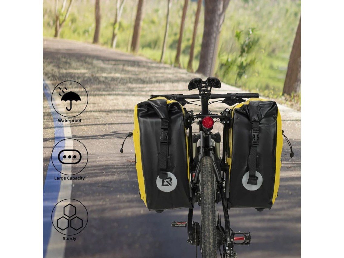 Alforje impermeável para bicicleta Rockbros 30140022005, 25-32 litros - Amarelo