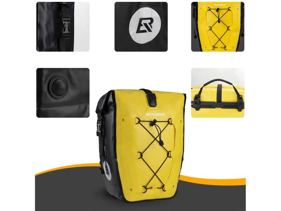 Alforje impermeável para bicicleta Rockbros 30140022005, 25-32 litros - Amarelo