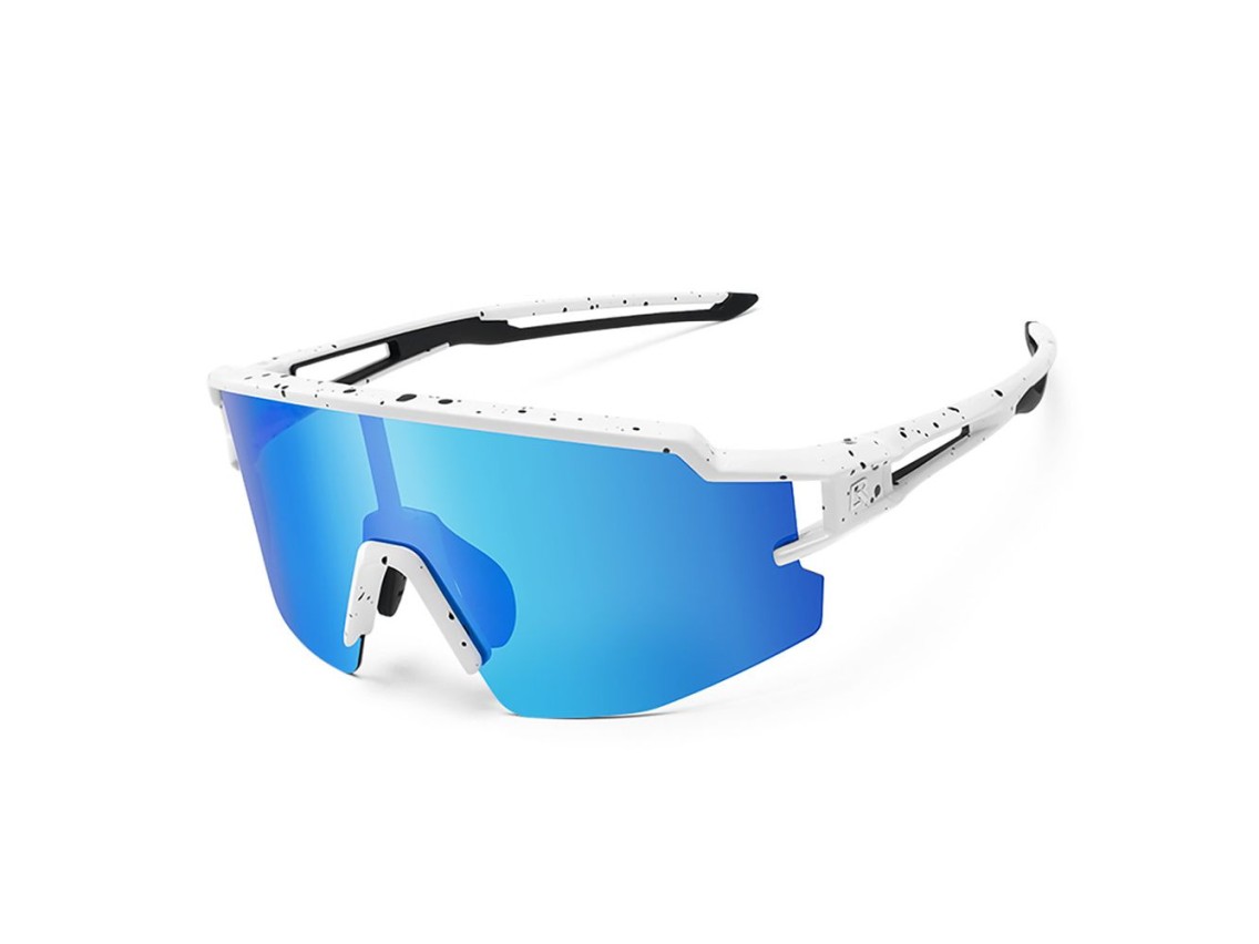 Óculos de ciclismo infantis Rockbros, polarizados, com proteção UV, brancos.