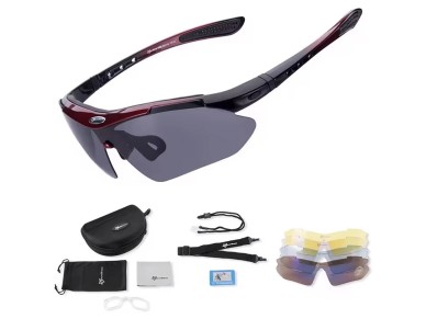 Rockbros 10001 Polarized Cycling Glasses - Black and Red