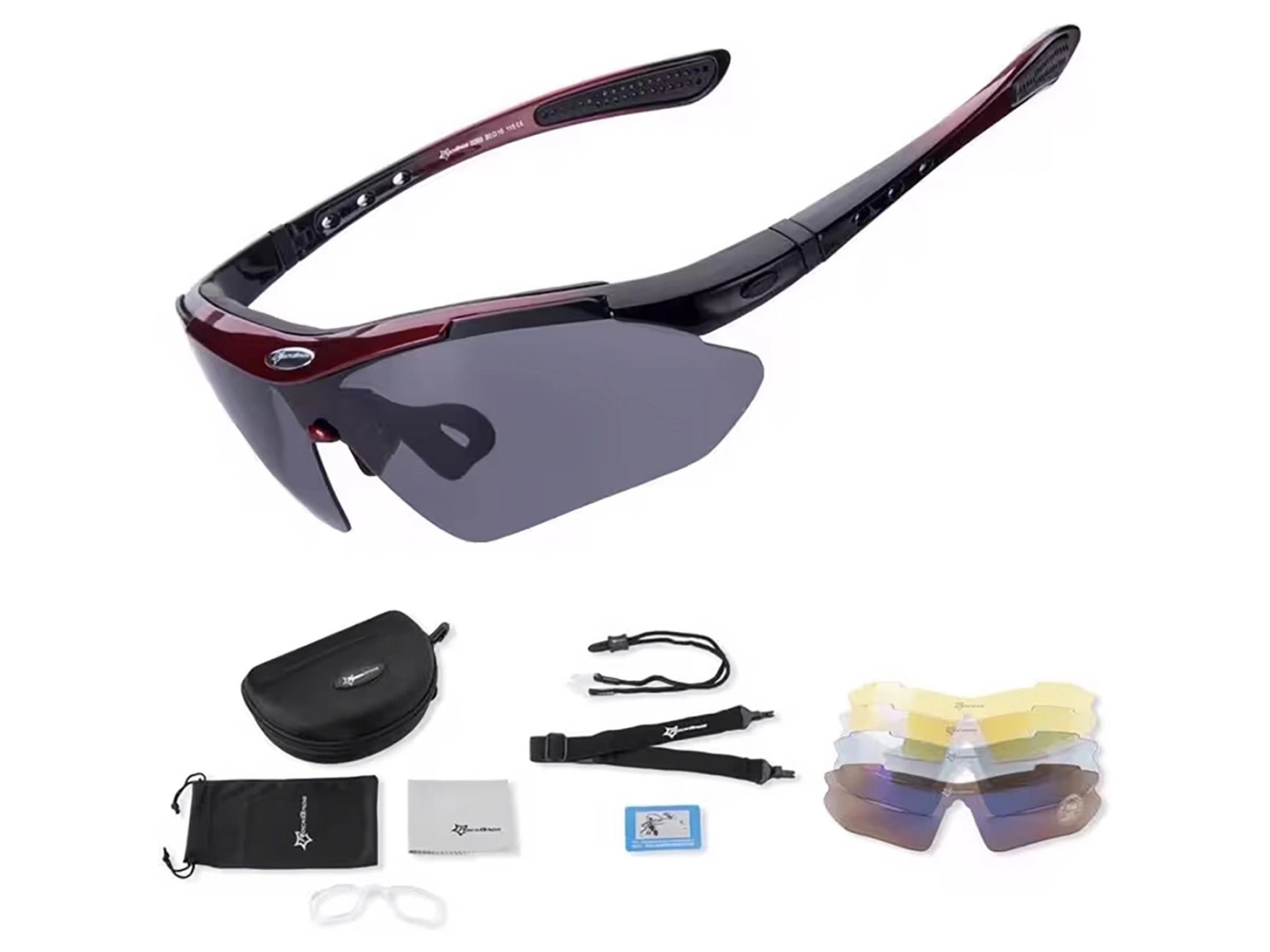Óculos de ciclismo polarizados Rockbros 10001 - Preto e Vermelho