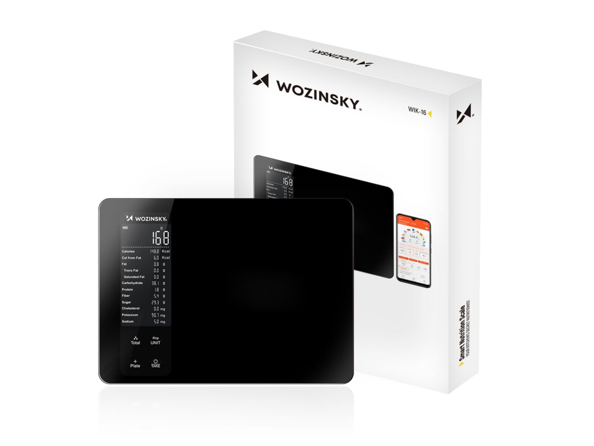 Balanza de cocina inteligente Wozinsky WIK-16 con pantalla digital y aplicación Bluetooth - Negra