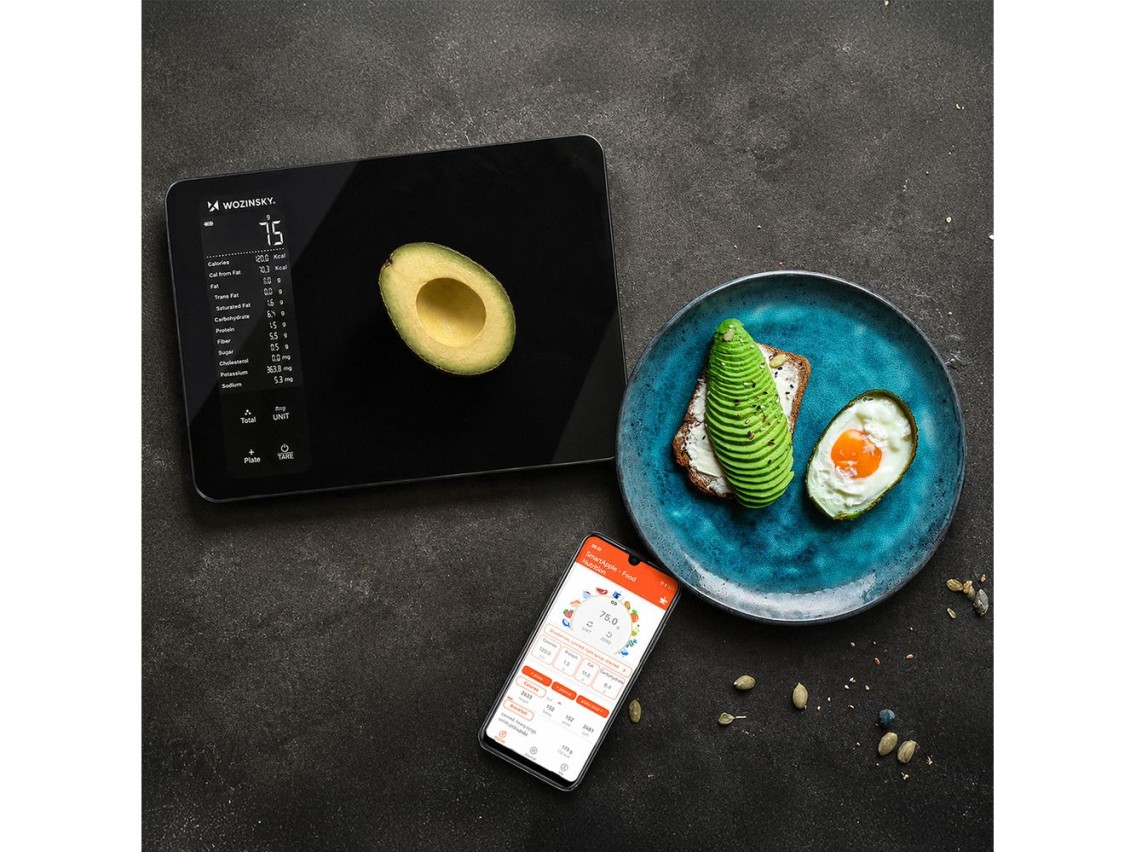 Balanza de cocina inteligente Wozinsky WIK-16 con pantalla digital y aplicación Bluetooth - Negra
