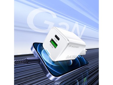 Wozinsky WWC-35W GaN USB-A + USB-C Wall Charger - White Wozinsky WWC-35W GaN USB-A + USB-C Wall Charger - White