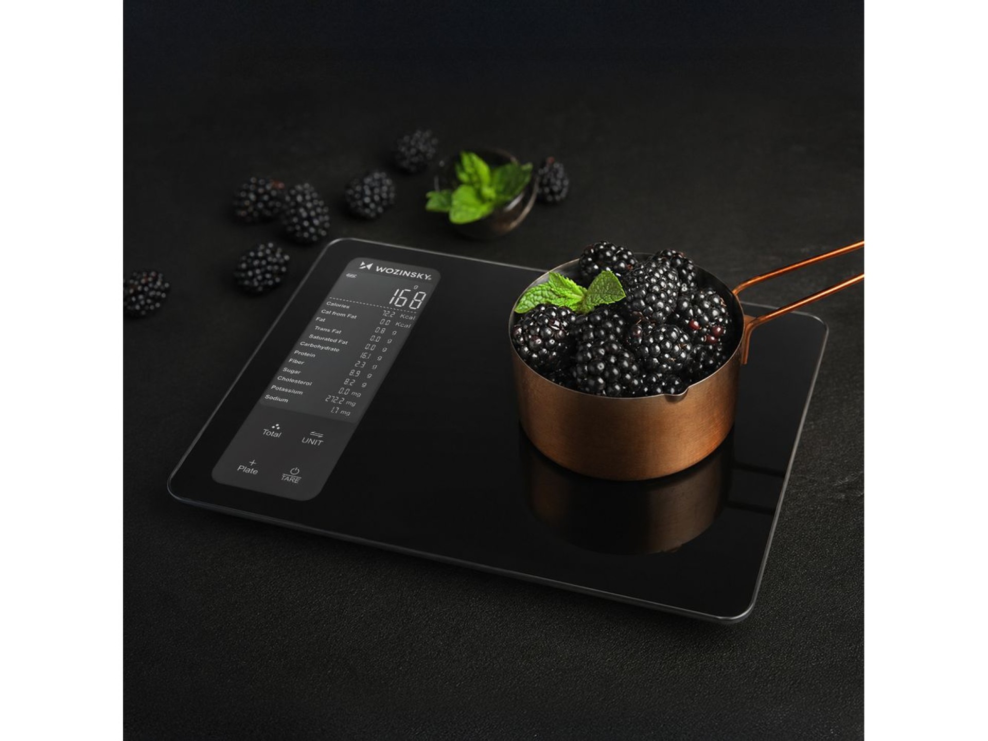 Balanza de cocina inteligente Wozinsky WIK-16 con pantalla digital y aplicación Bluetooth - Negra