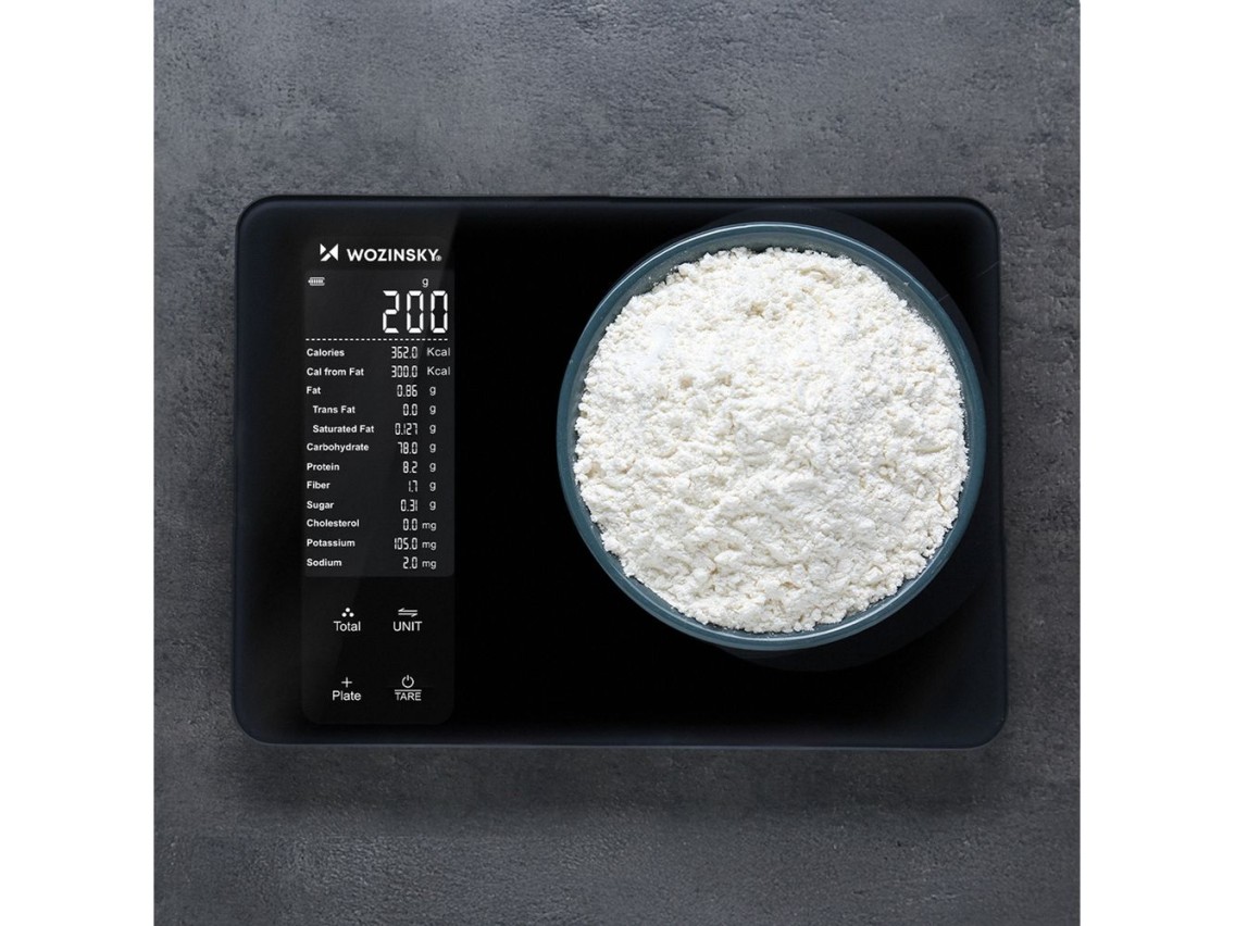 Balanza de cocina inteligente Wozinsky WIK-16 con pantalla digital y aplicación Bluetooth - Negra
