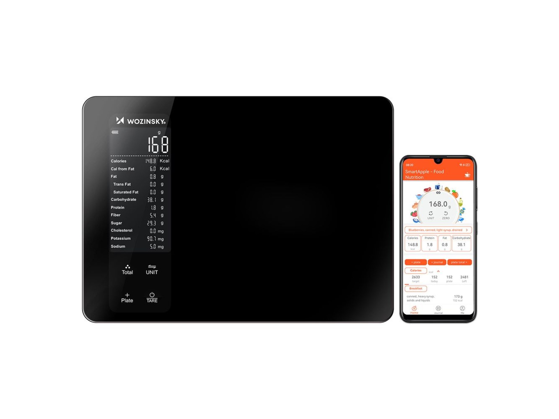 Balanza de cocina inteligente Wozinsky WIK-16 con pantalla digital y aplicación Bluetooth - Negra