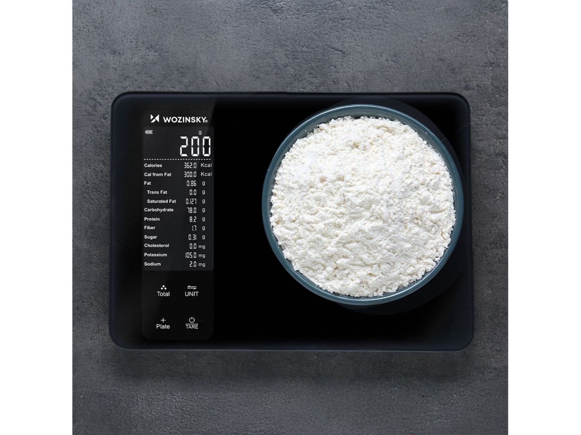 Balanza de cocina inteligente Wozinsky WIK-16 con pantalla digital y aplicación Bluetooth - Negra