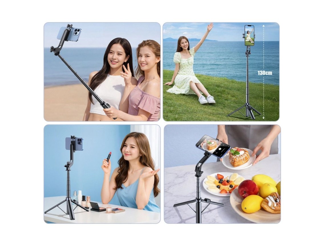 Wozinsky Selfie stick WC1Y30S telescopic tripod 1.3m with phone holder - black