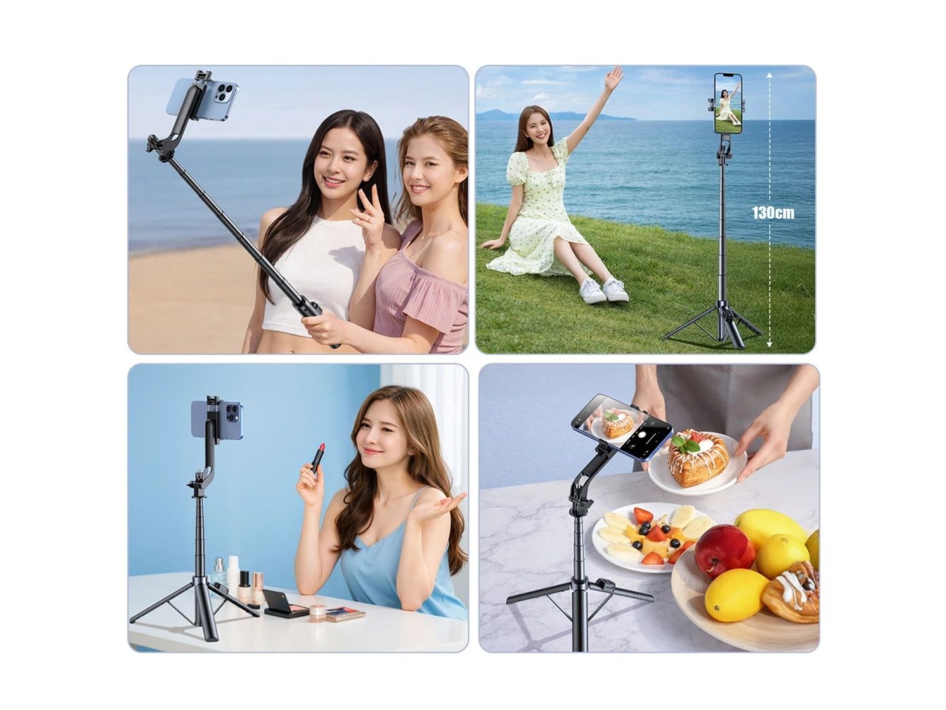 Wozinsky Selfie stick WC1Y30S telescopic tripod 1.3m with phone holder - black