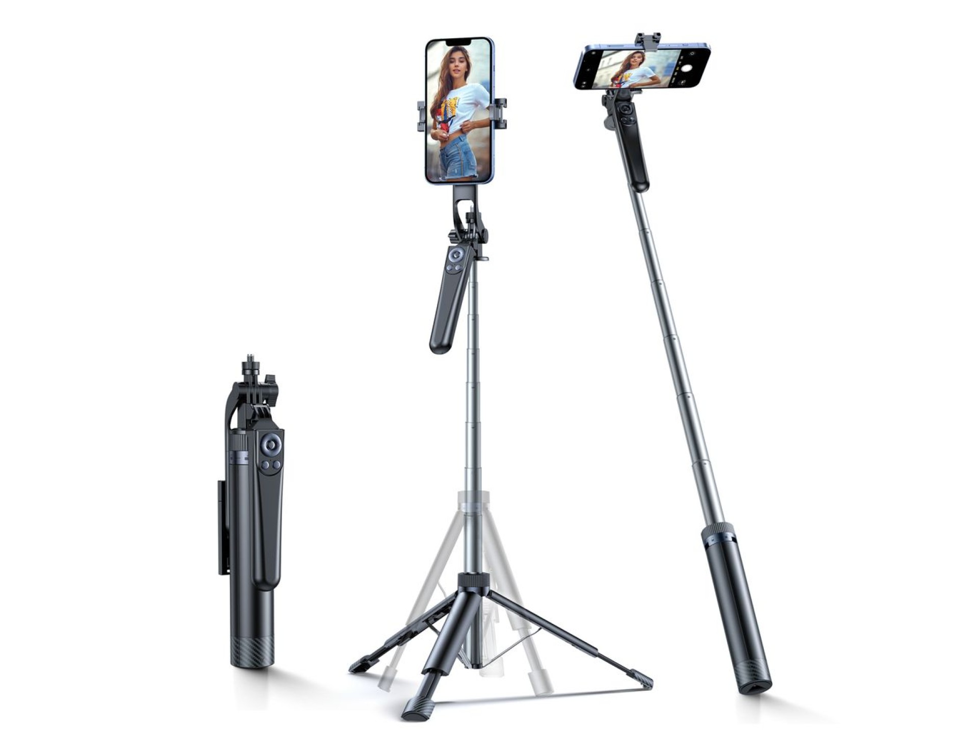 Wozinsky Selfie stick WC1Y30S telescopic tripod 1.3m with phone holder - black