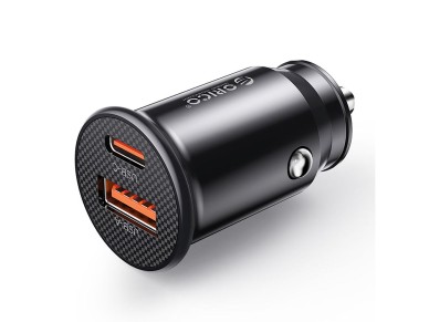 Carregador veicular Orico PowerMini 30W USB-C + USB-A - Preto
