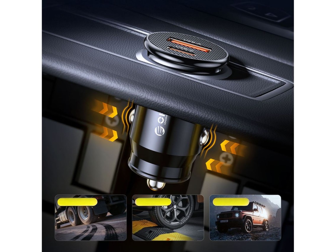 Carregador veicular Orico PowerMini 30W USB-C + USB-A - Preto