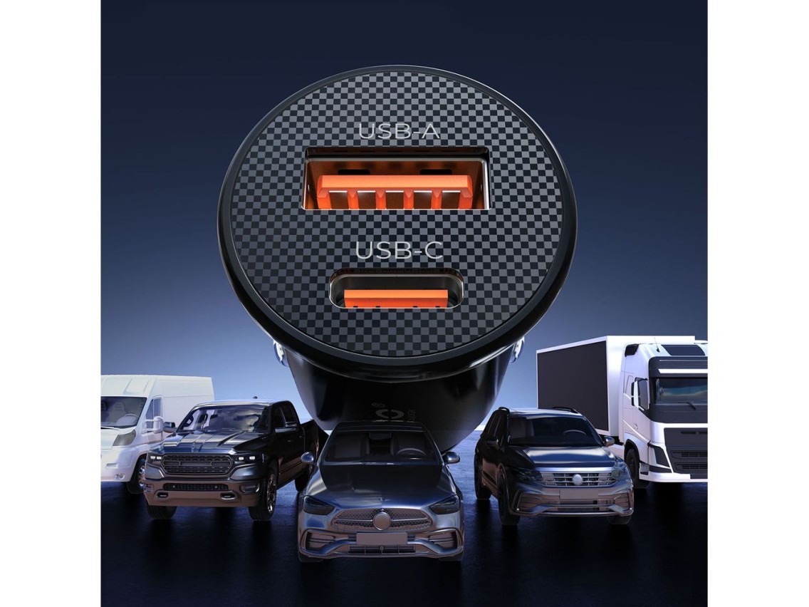 Carregador veicular Orico PowerMini 30W USB-C + USB-A - Preto