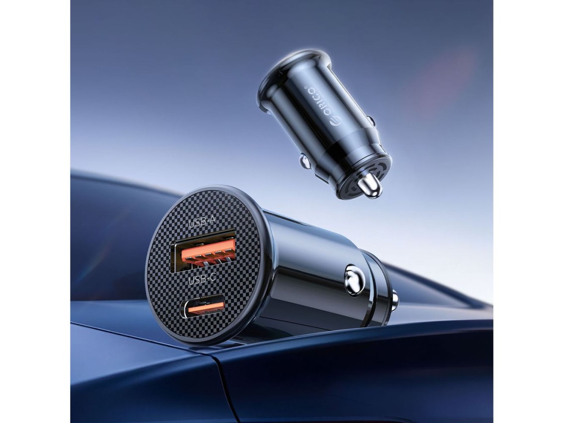 Carregador veicular Orico PowerMini 30W USB-C + USB-A - Preto
