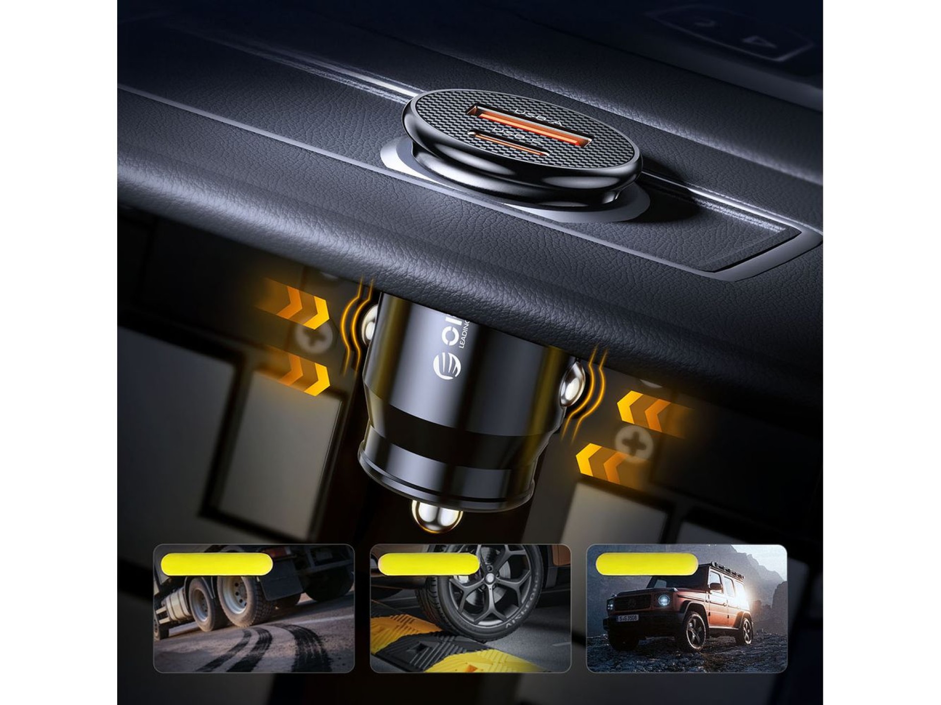 Carregador veicular Orico PowerMini 30W USB-C + USB-A - Preto