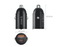 Orico MiniRing 30W USB-A + USB-C Car Charger - Black Orico MiniRing 30W USB-A + USB-C Car Charger - Black