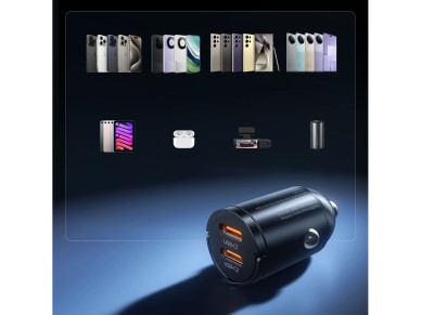 Cargador de coche Orico MiniRing de 30 W con 2 puertos USB-C - Negro