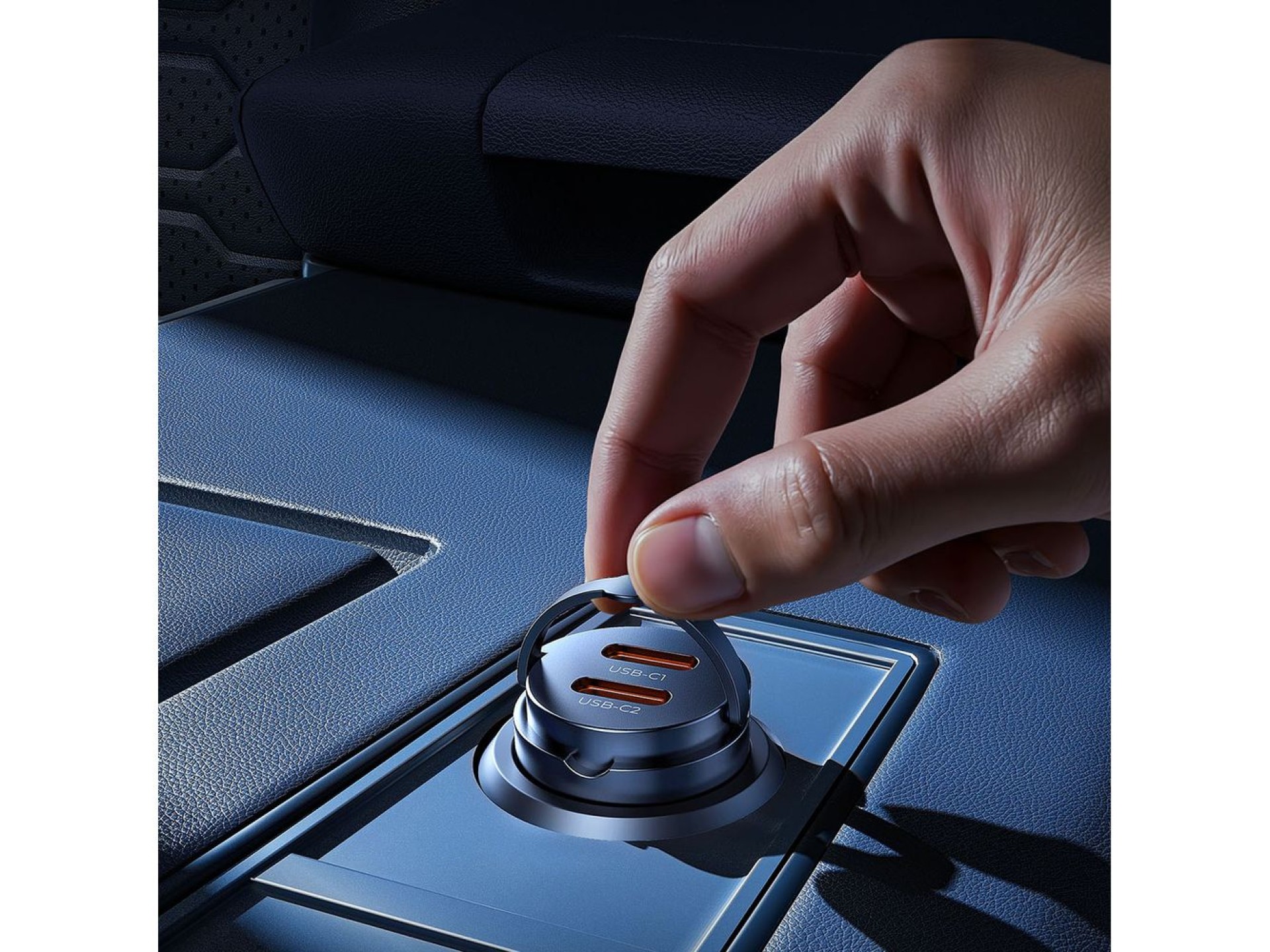 Cargador de coche Orico MiniRing de 30 W con 2 puertos USB-C - Negro