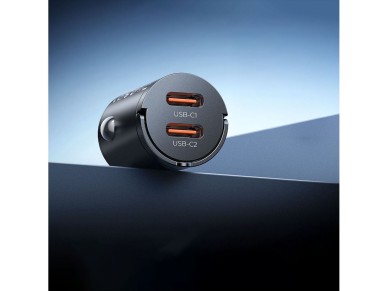 Cargador de coche Orico MiniRing de 30 W con 2 puertos USB-C - Negro