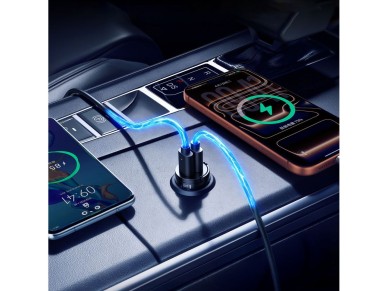 Cargador de coche Orico MiniRing de 30 W con 2 puertos USB-C - Negro