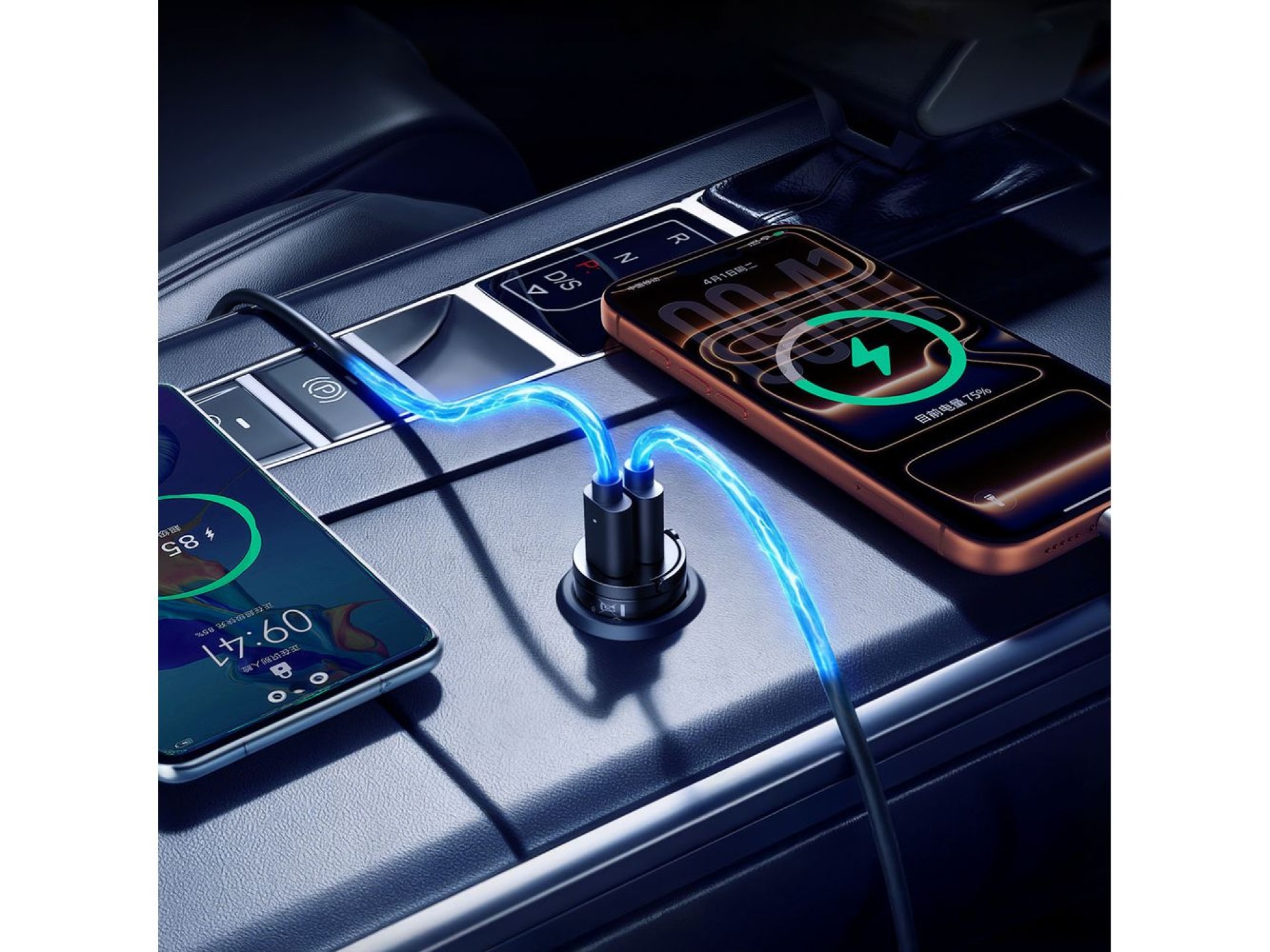 Cargador de coche Orico MiniRing de 30 W con 2 puertos USB-C - Negro