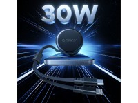 Orico Dual Stretch 60W USB-C Car Charger with Two Retractable USB-C + Lightning Cables - Black Orico Dual Stretch 60W USB-C Car Charger with Two Retractable USB-C + Lightning Cables - Black