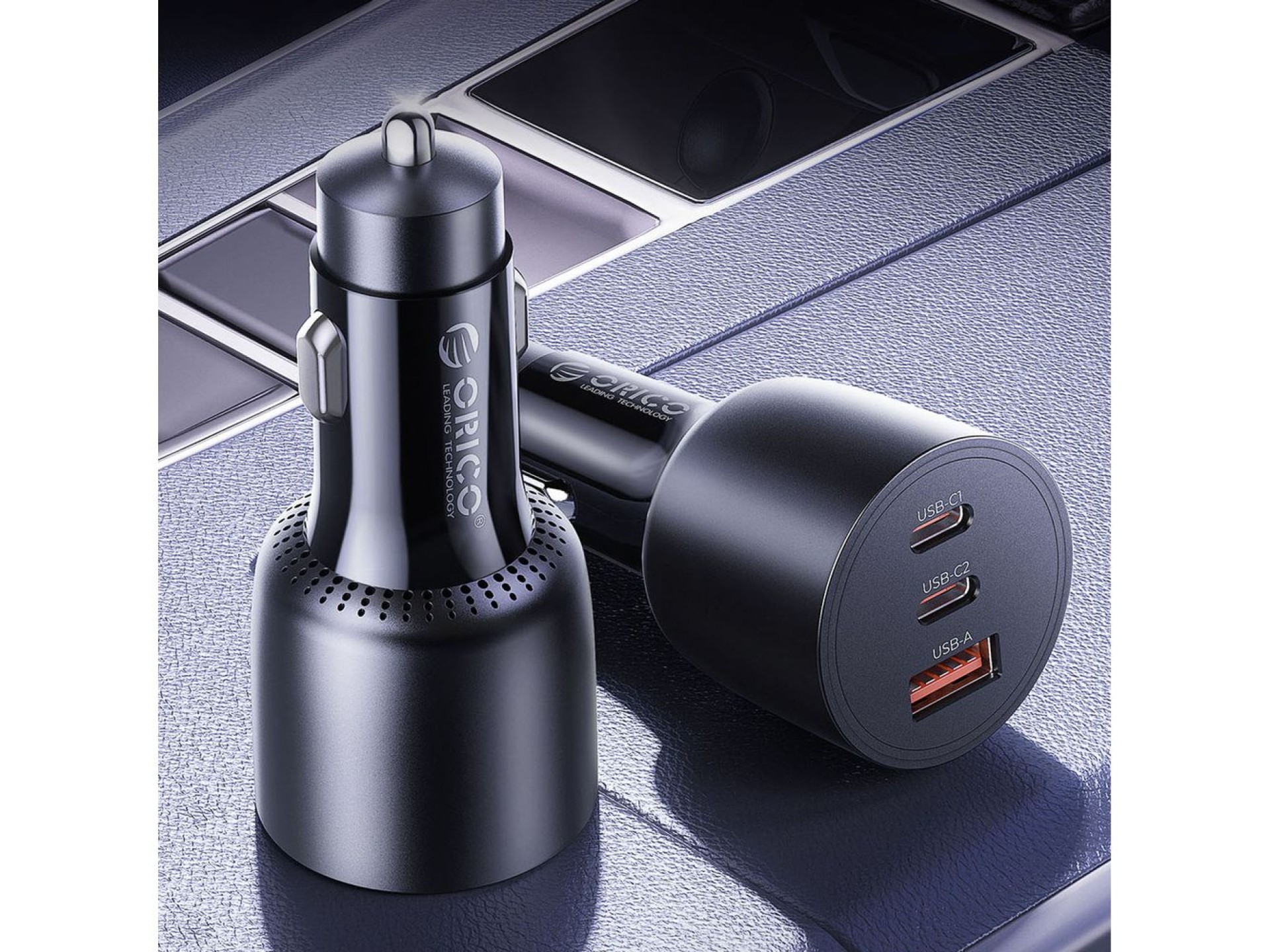 Carregador veicular Orico PowerLink 165W USB-A + 2x USB-C - Preto