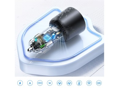 Cargador de coche Orico HyperDrive de 165 W con puertos USB-A y 2 puertos USB-C - Negro