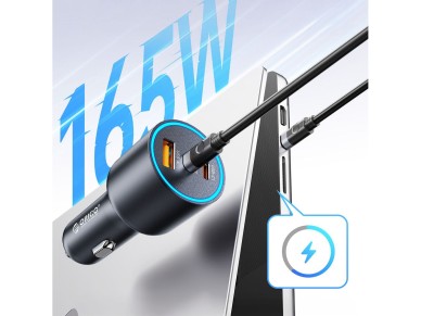 Cargador de coche Orico HyperDrive de 165 W con puertos USB-A y 2 puertos USB-C - Negro