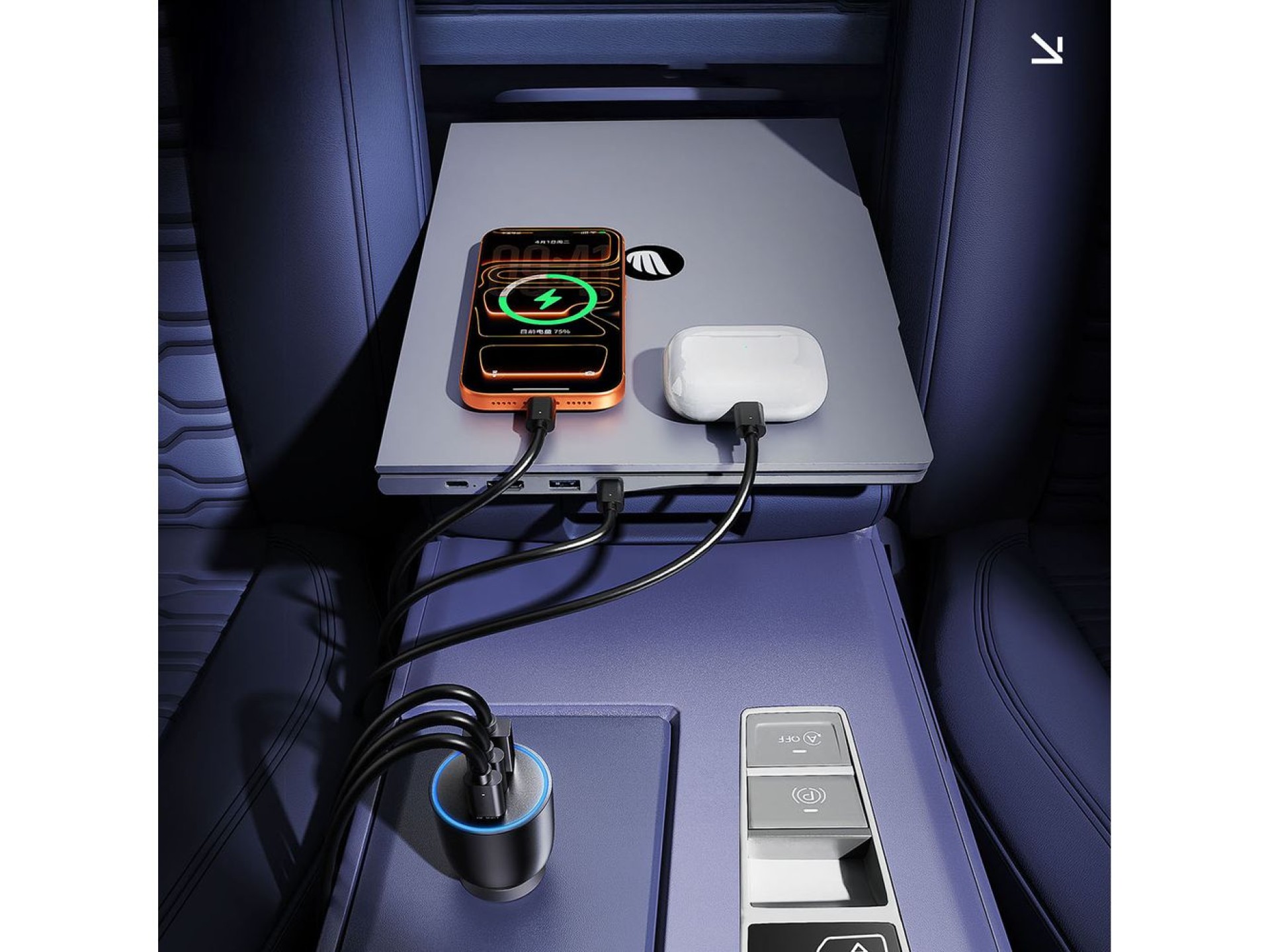 Carregador veicular Orico PowerLink 165W USB-A + 2x USB-C - Preto
