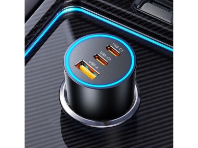 Cargador de coche Orico HyperDrive de 165 W con puertos USB-A y 2 puertos USB-C - Negro
