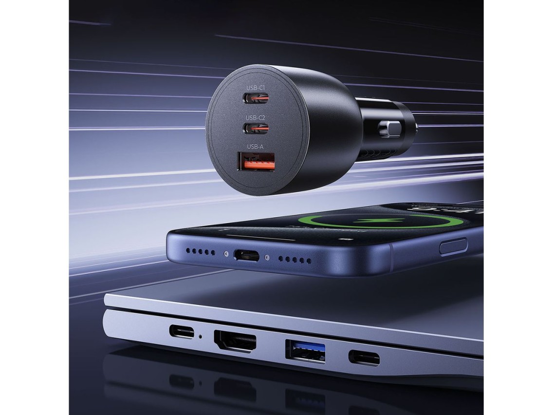 Carregador veicular Orico PowerLink 165W USB-A + 2x USB-C - Preto