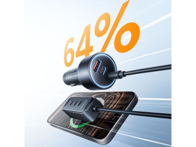 Cargador de coche Orico ChargeClip de 108 W con 2 puertos USB-A y 4 puertos USB-C con clip - Negro