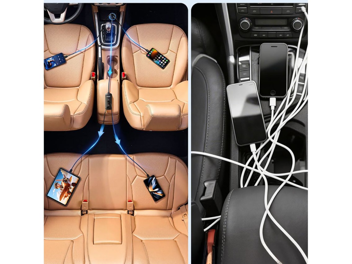 Cargador de coche Orico ChargeClip de 108 W con 2 puertos USB-A y 4 puertos USB-C con clip - Negro