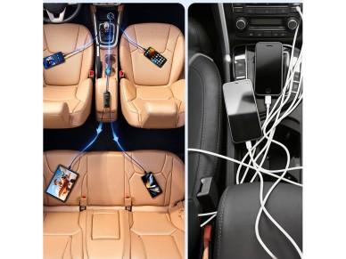 Cargador de coche Orico ChargeClip de 108 W con 2 puertos USB-A y 4 puertos USB-C con clip - Negro