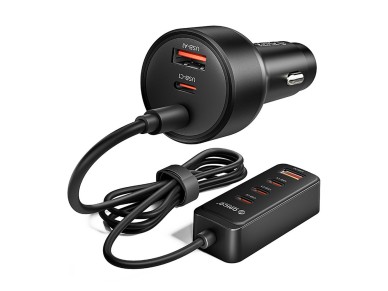 Cargador de coche Orico ChargeClip de 108 W con 2 puertos USB-A y 4 puertos USB-C con clip - Negro
