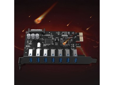 Placa de Expans�o Orico PVU3 PCI-E 7x USB 3.0 para Desktop - Preta