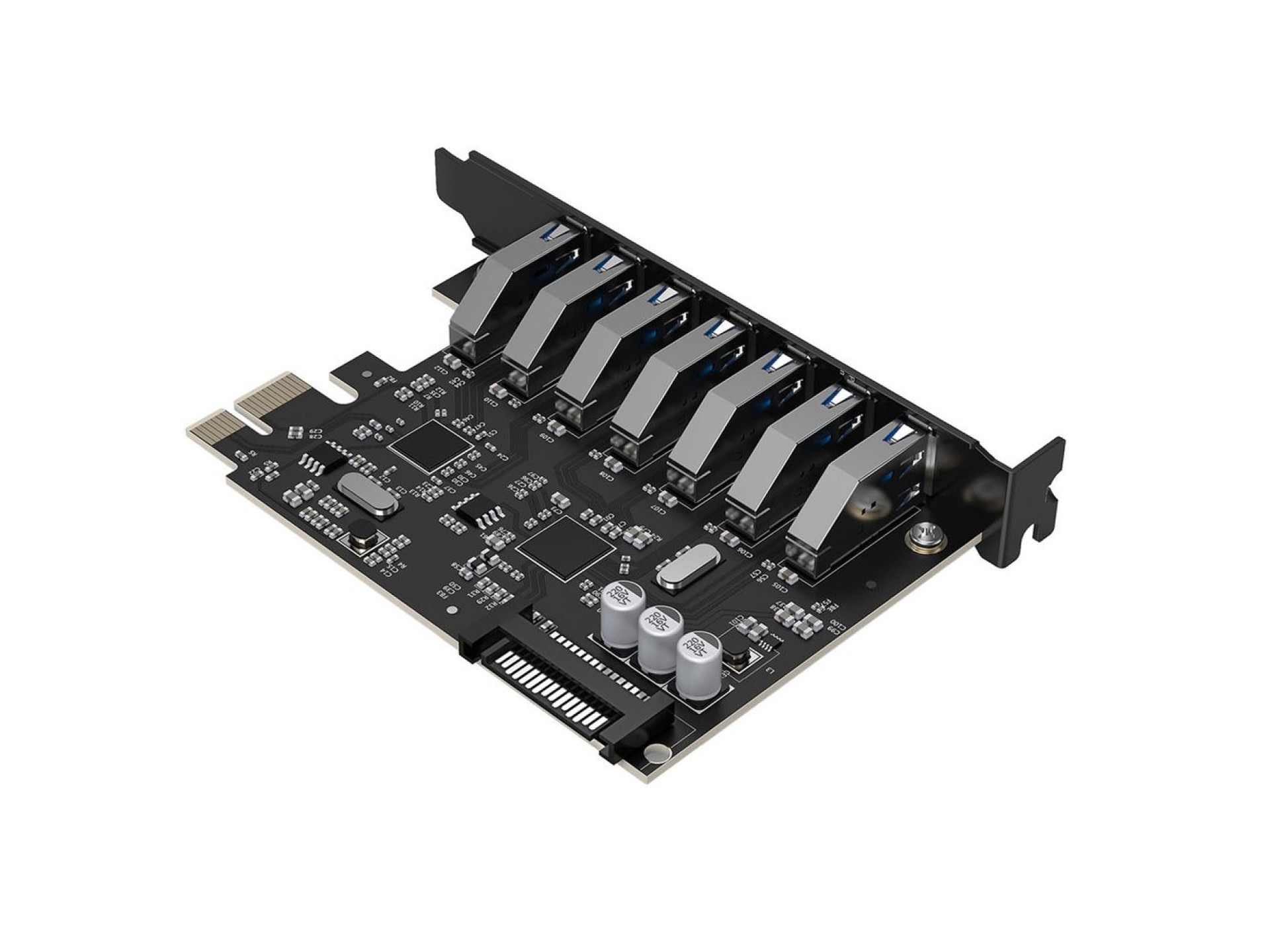 Placa de Expansão Orico PVU3 PCI-E 7x USB 3.0 para Desktop - Preta