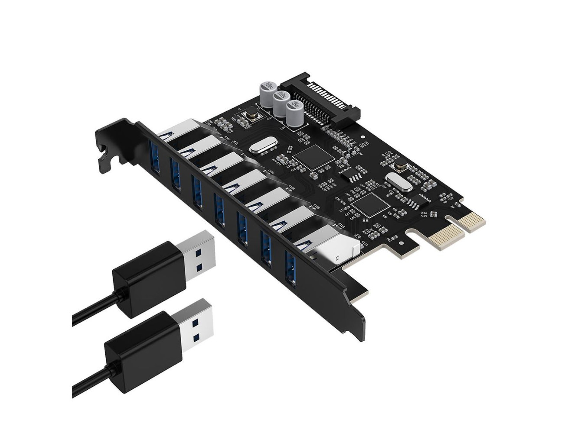 Placa de Expansão Orico PVU3 PCI-E 7x USB 3.0 para Desktop - Preta