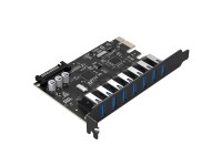 Placa de Expansão Orico PVU3 PCI-E 7x USB 3.0 para Desktop - Preta Placa de Expansão Orico PVU3 PCI-E 7x USB 3.0 para Desktop - Preta