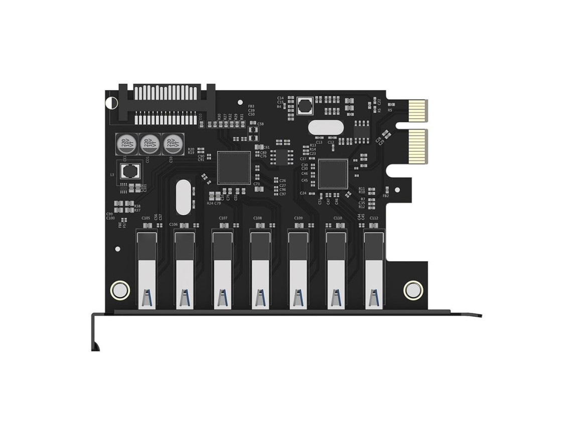 Placa de Expansão Orico PVU3 PCI-E 7x USB 3.0 para Desktop - Preta