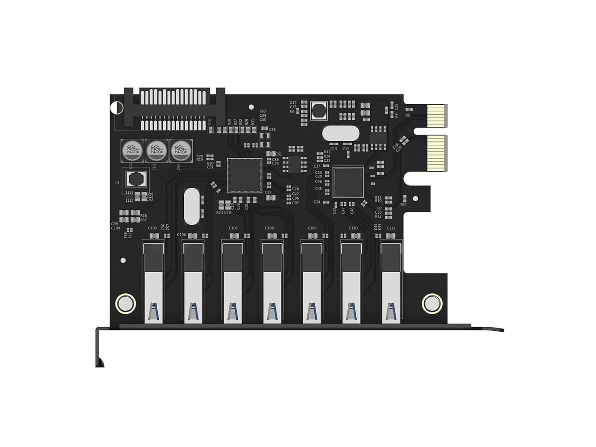 Placa de Expansão Orico PVU3 PCI-E 7x USB 3.0 para Desktop - Preta