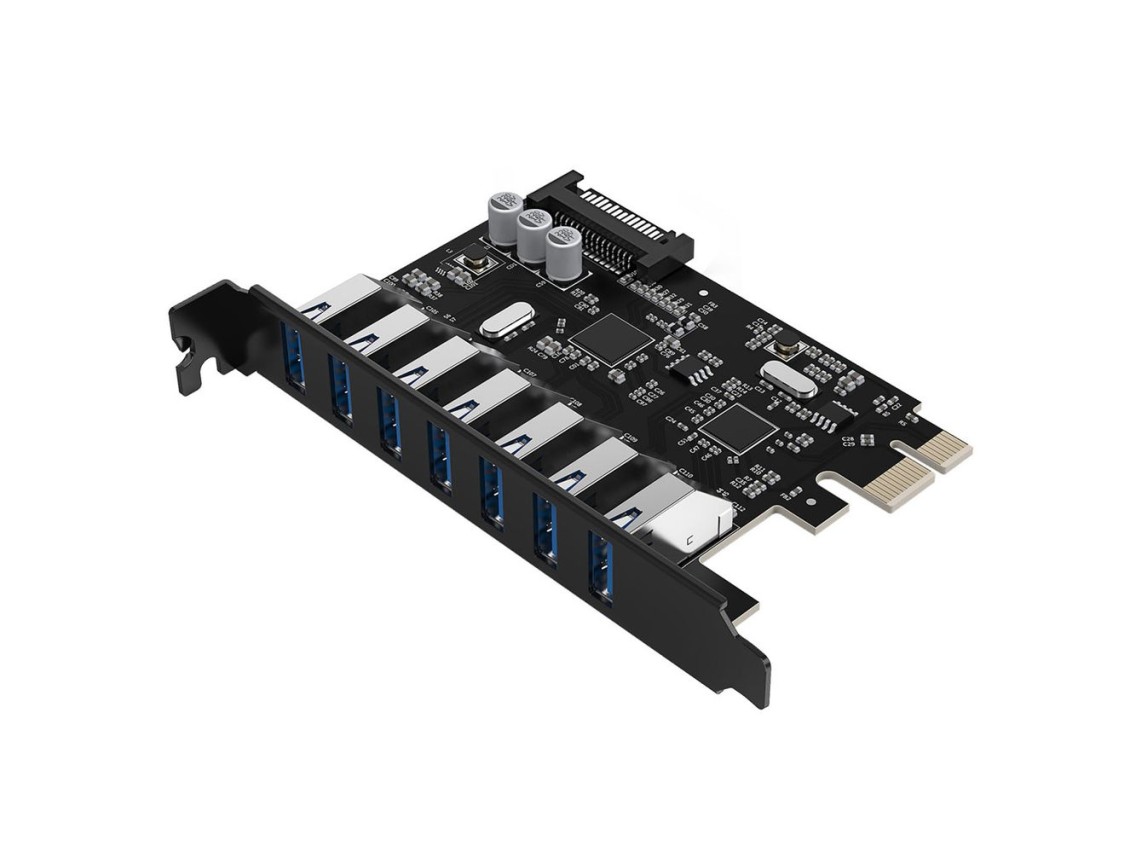 Placa de Expansão Orico PVU3 PCI-E 7x USB 3.0 para Desktop - Preta